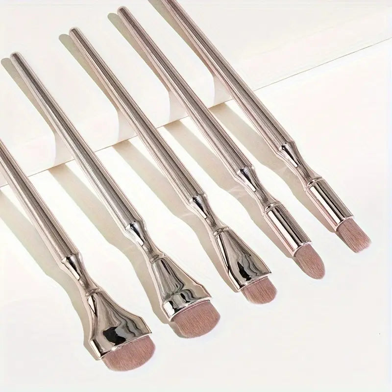 9pcs Luxurious Golden Makeup Brush Set – Soft Nylon Bristles with Powder, Blush & Foundation Brushes + Stylish Brush Holder
