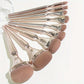 9pcs Luxurious Golden Makeup Brush Set – Soft Nylon Bristles with Powder, Blush & Foundation Brushes + Stylish Brush Holder